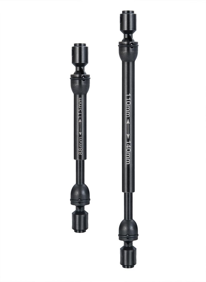 JGGZONE 2Pcs RC Drive Shaft Hard Steel Driveshaft Front Rear Center Drive Shaft Dogbone Compatible with 1/10 Tra-xxas TRX4 Bronco Defender RC Crawler Car Upgrades (88-115mm & 110-140mm, Black) - Image 1